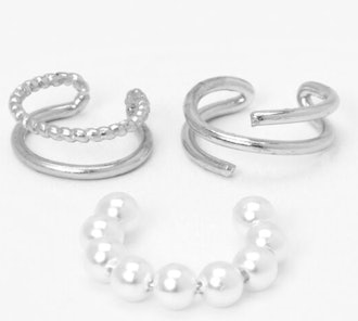Silver Pearl Chain Cuffs