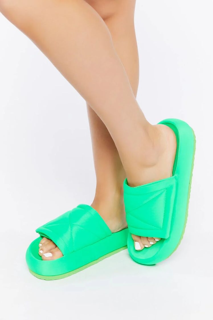 Bright green sandals from Forever 21.