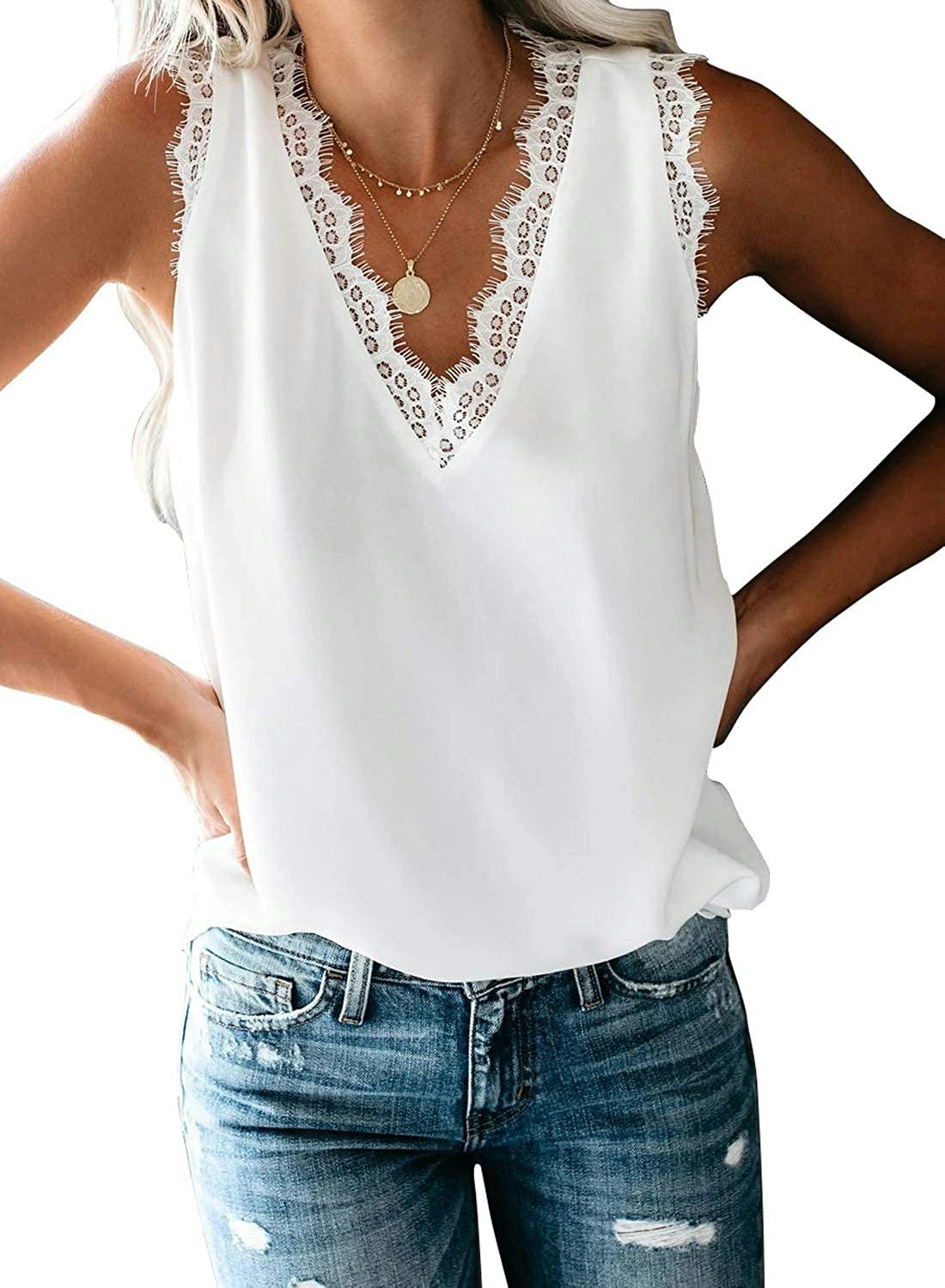 ROSKIKI Sleeveless Eyelash Lace Tank