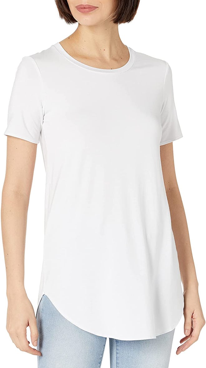 Daily Ritual Short-Sleeve Open Crewneck Tunic
