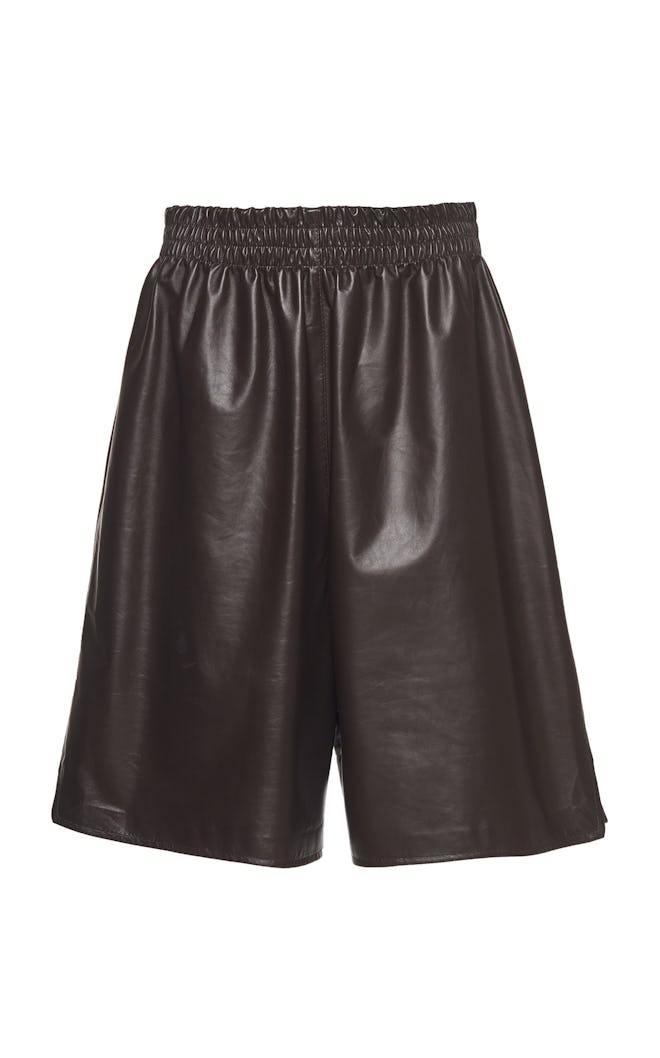 Bottega Veneta Long Leather Shorts