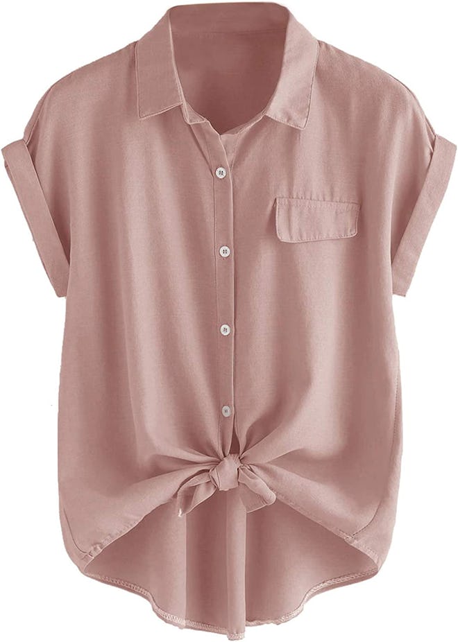 Milumia Button Down Rolled Cuff Blouse