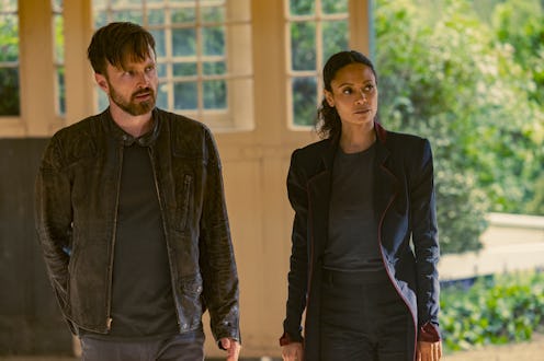 Aaron Paul as Caleb & Thandiwe Newton as Maeve in 'Westworld' Season 4 via HBO's press site