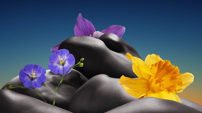 A collage of flowers and body silhouettes representing how pleasure became political 