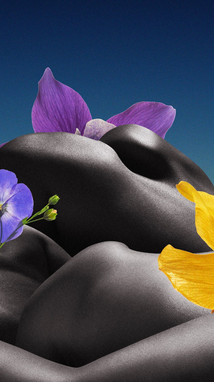 A collage of flowers and body silhouettes representing how pleasure became political
