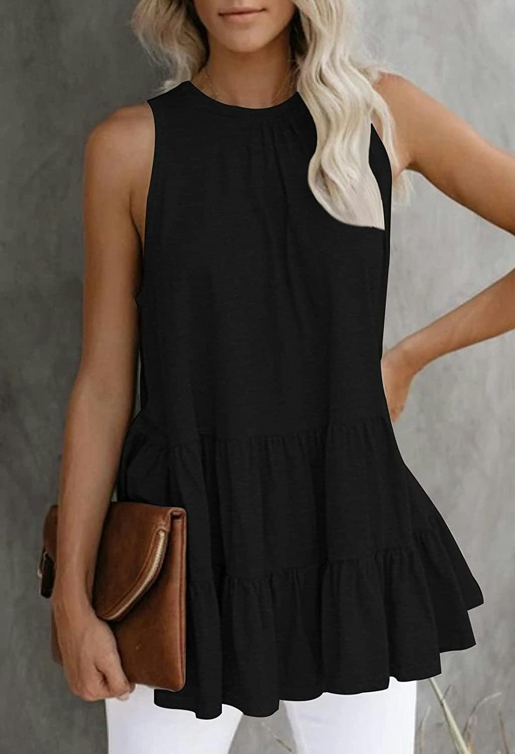 Cutiefox Sleeveless Ruffle Tiered Tank