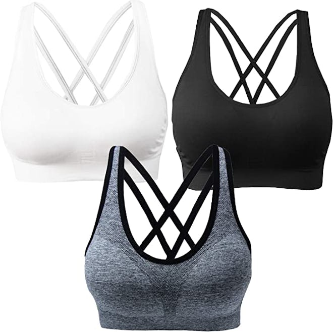 AKAMC Cross-Back Sports Bras (3-Pack)