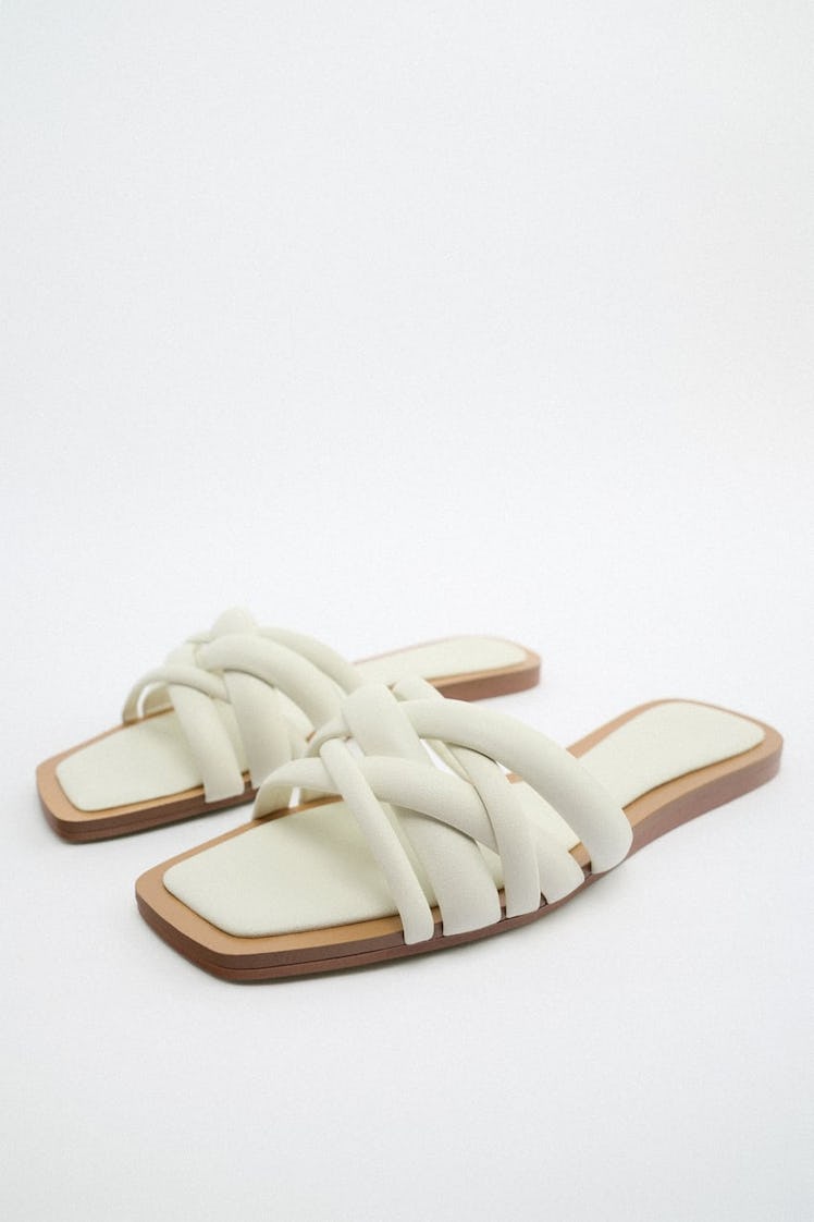 Flat, strappy sandals with braided details from Zara.