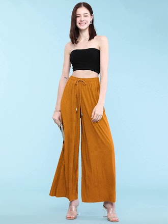 Lock and Love Drawstring Pleated Wide Leg Pants