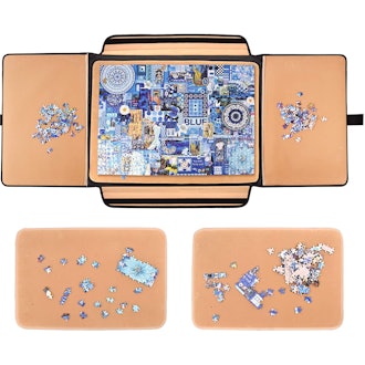 This fold-out puzzle mat also doubles as a carrying case.