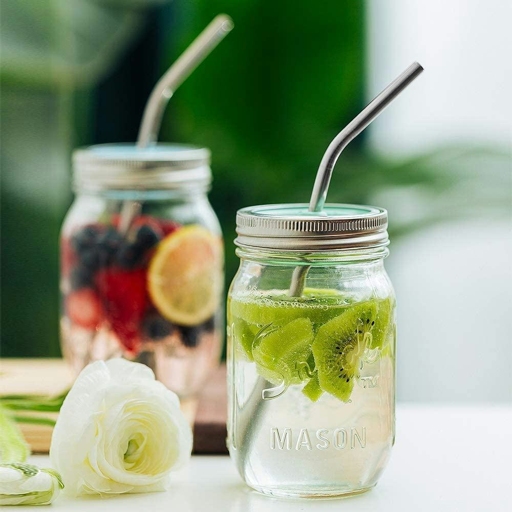 Hiware Stainless Steel Metal Straws (12-Pack)