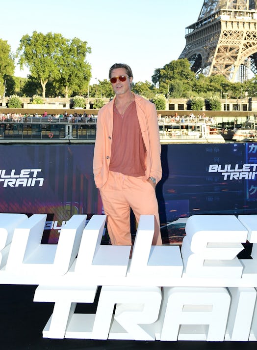 Brad Pitt wearing a creamsicle suit