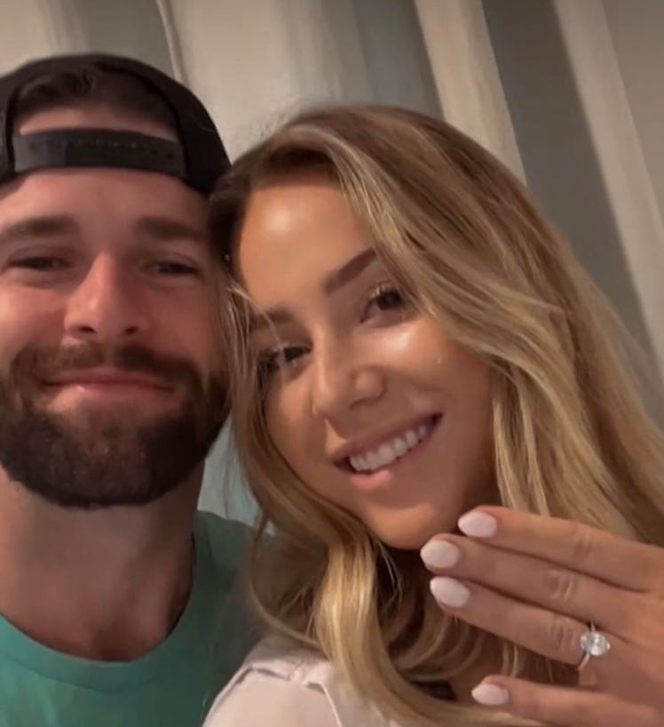 Ellen Decker shows off her ring after getting engaged to Jed Wyatt on July 15.