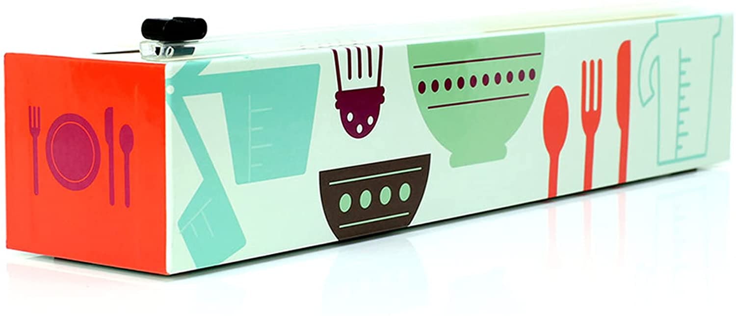 refillable plastic wrap dispenser with slide cutter