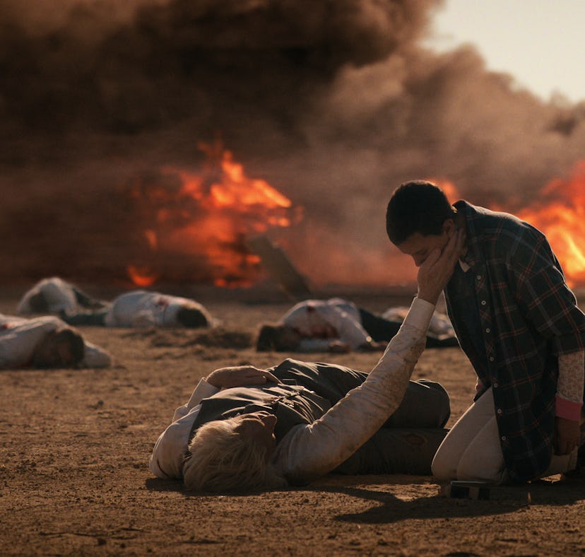 Matthew Modine as Dr. Martin Brenner and Millie Bobby Brown as Eleven in STRANGER THINGS