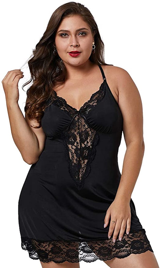 Lime Flare Satin Lingerie Dress