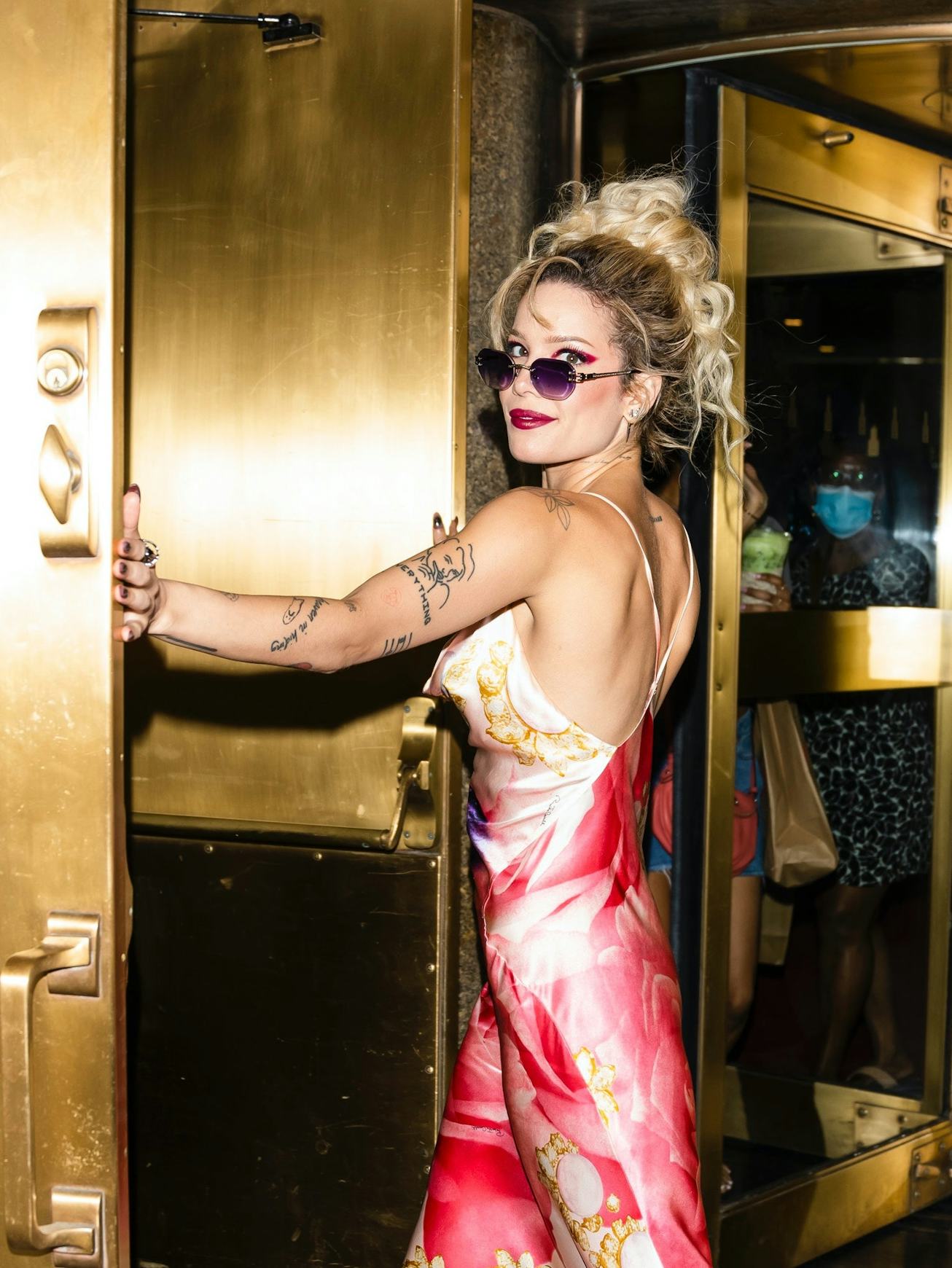 NEW YORK, NEW YORK - JUNE 13: Halsey is seen in Midtown on June 13, 2022 in New York City. (Photo by...