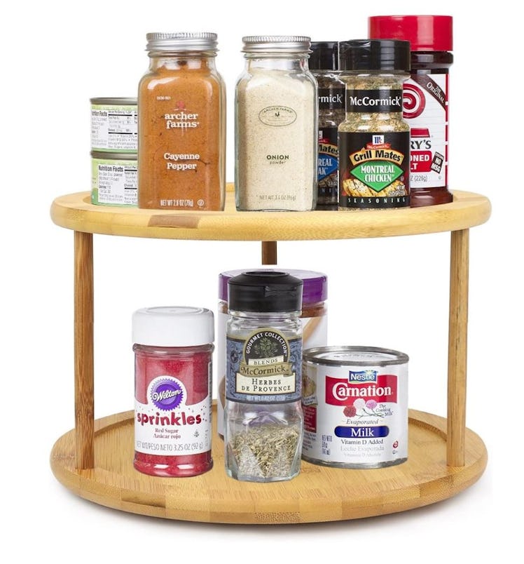 Greenco Bamboo Lazy Susan Turntable Spice Rack