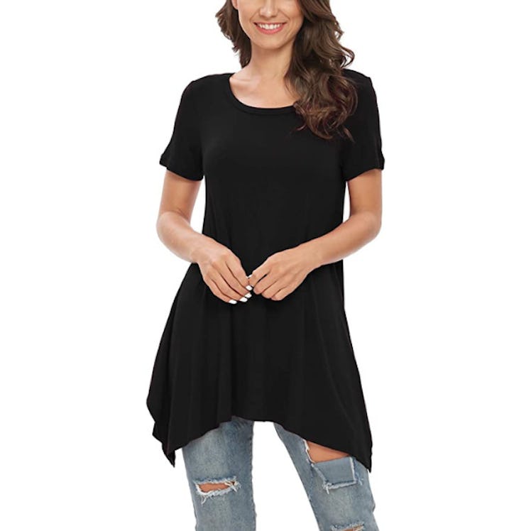 POPYOUNG Short Sleeve Tunic Top