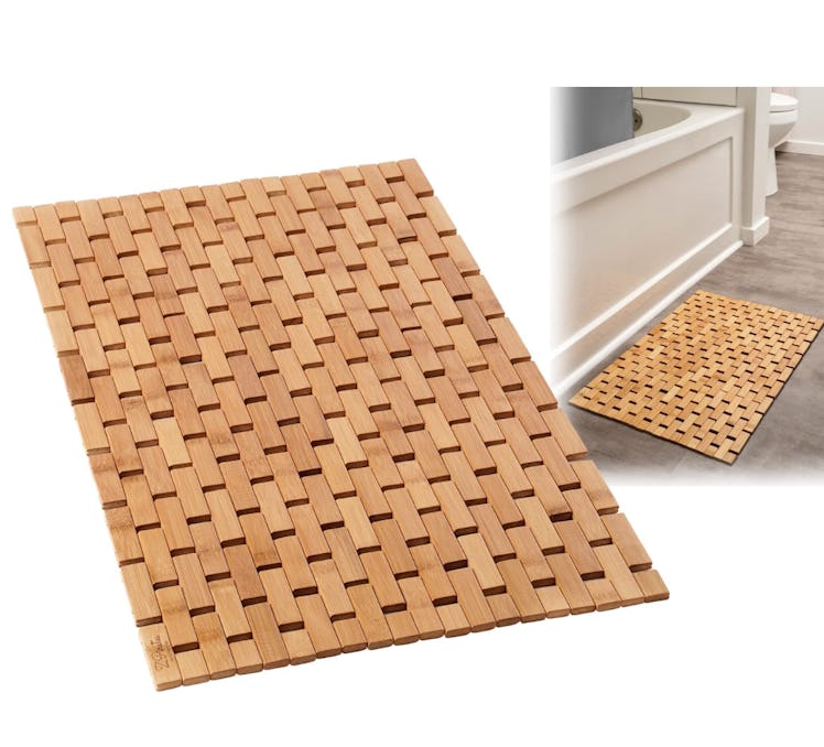 ZPirates Natural Bamboo Wood Bath Mat 