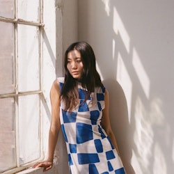 Find Me Now blue and white checker dress