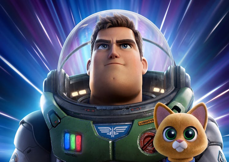 Buzz Lightyear and Socks in 'Lightyear.'