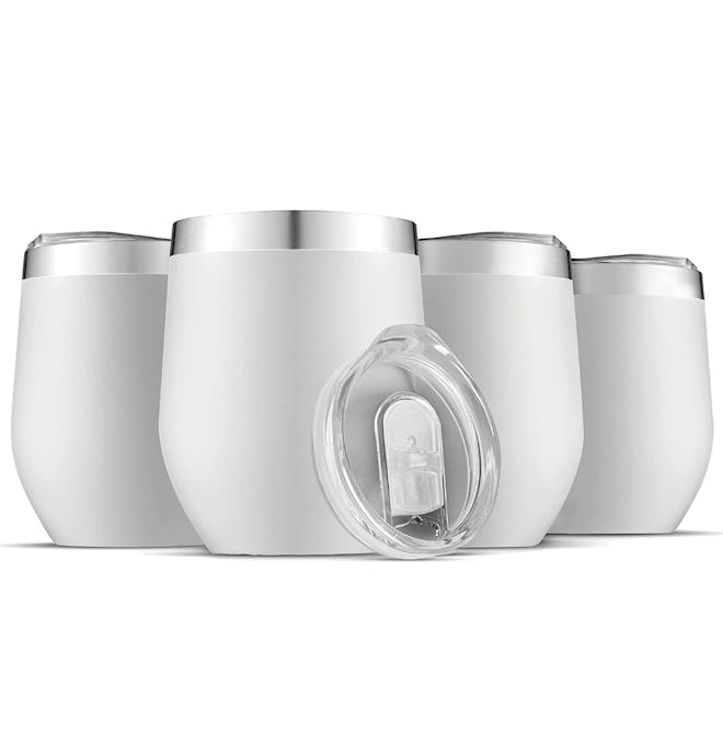 FineDine Triple Insulated Wine Tumbler With Lid (4-Pack)