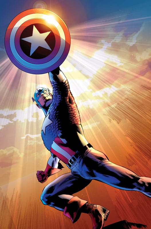 Illustration of Captain America holding his shield