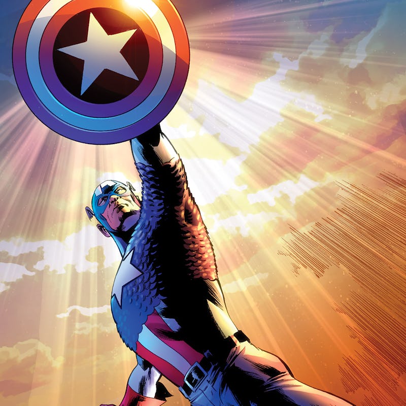 Illustration of Captain America holding his shield