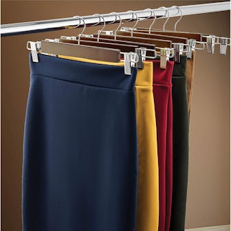 Zober Wooden Pants Hangers with Metal Clips