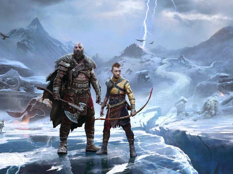 key art for God of War Ragnarok with Kratos and Atreus