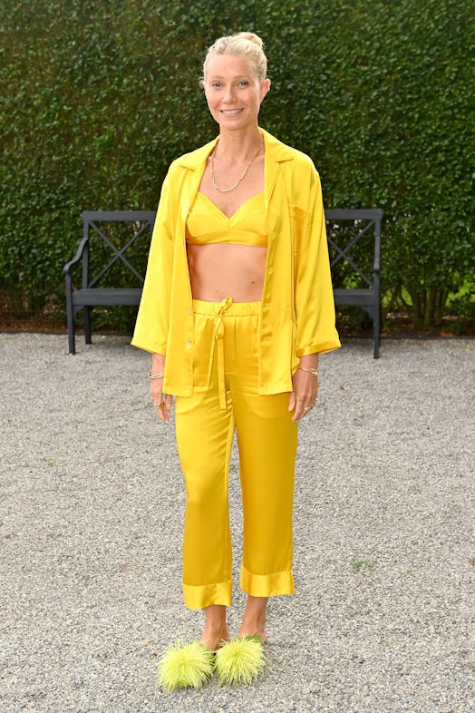 Gwyneth Paltrow wearing bright yellow daytime pajamas