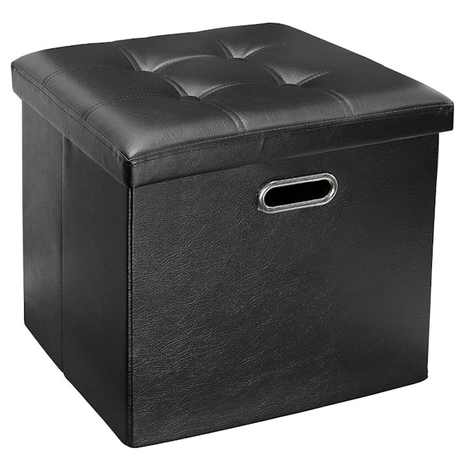 Greenco Faux Leather Tufted Ottoman