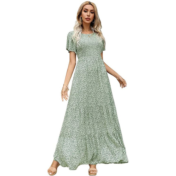 Kranda Smocked Ruffle Maxi Dress