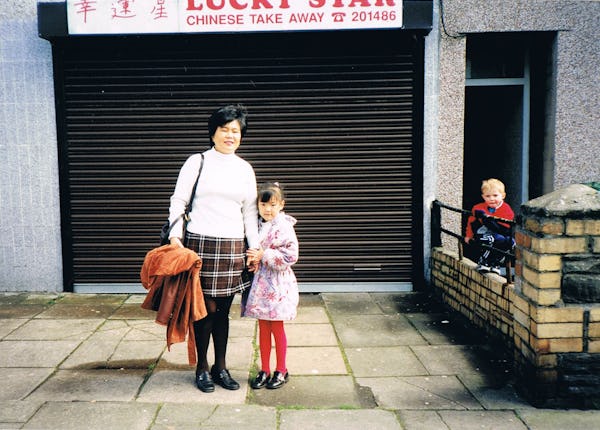 Angela Hui and her mum outside the takeaway