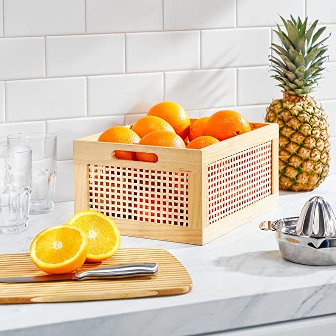 mDesign Small Decorative Wooden Crate Storage Box (3-Pack)