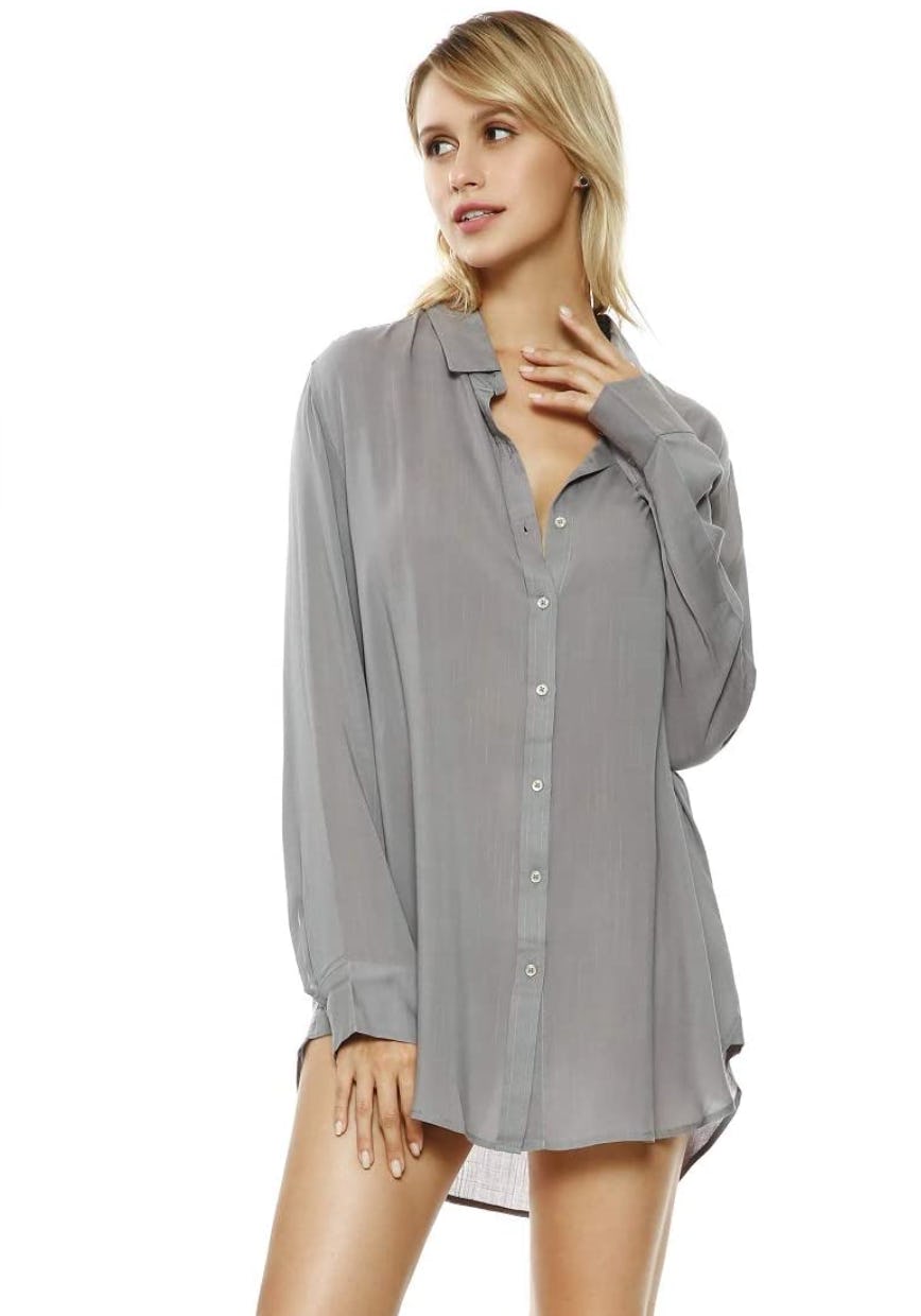 TOUSYEA Sheer Button-Down Shirt