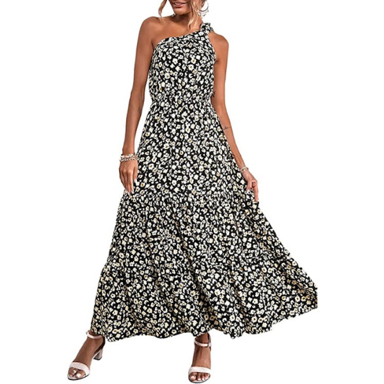 PRETTYGARDEN One Shoulder Maxi Dress