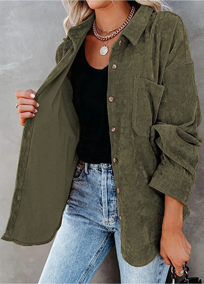 Dokotoo Corduroy Button-Down Boyfriend Shirt