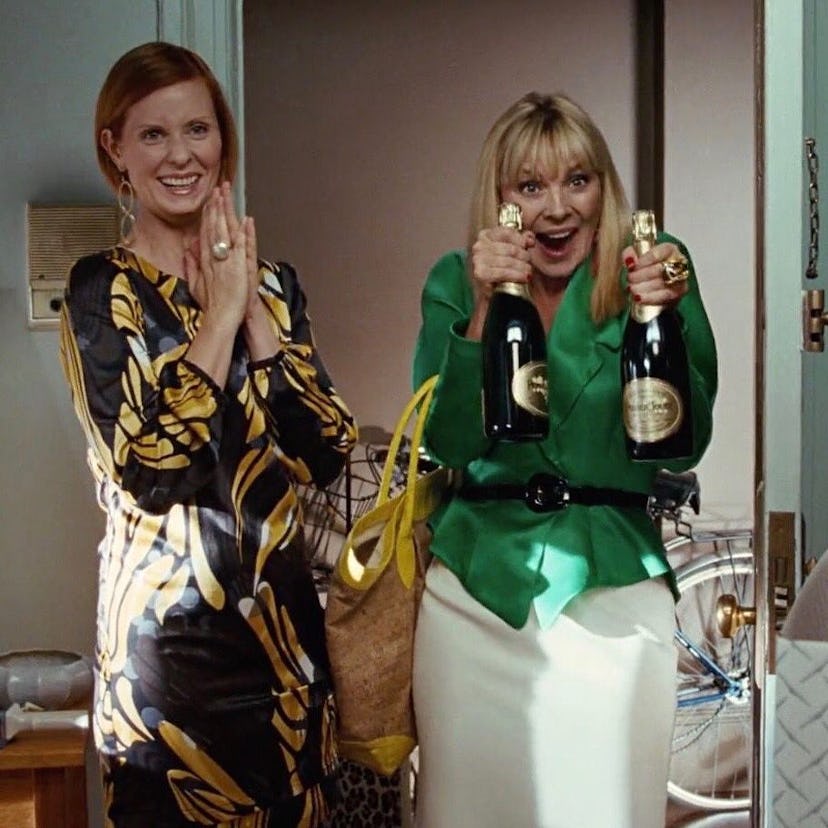 Cynthia Nixon as Miranda Hobbes and Kim Cattrall as Samantha Jones in 'Sex and The City'