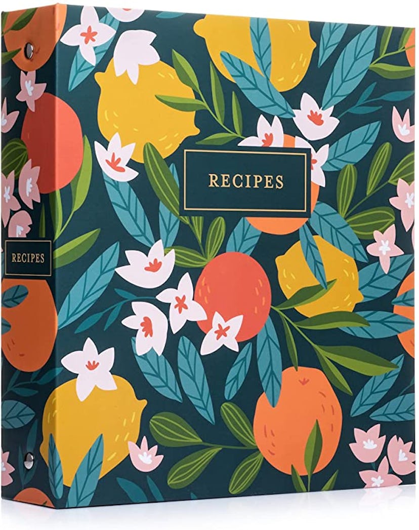 Jot & Mark Recipe Organizer 3 Ring Binder Set (Winter Orchard) | 50 Recipe Cards 4x6, Full Page Divi...