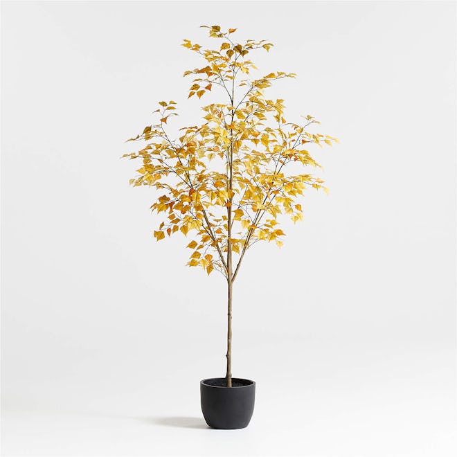Potted Faux Golden Leaf Tree 7'