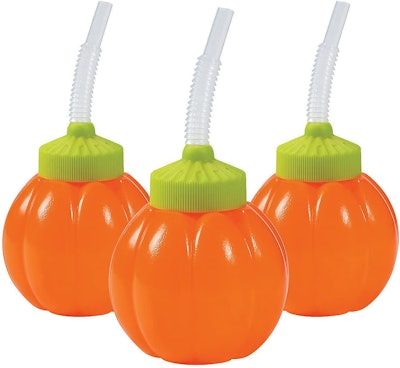 Amazon Pumpkin Shaped Cups with Lids and Straws (Set of 12)