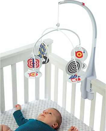 Manhattan Toy Wimmer-Ferguson Mobile is a newborn toy that clamps onto the crib.