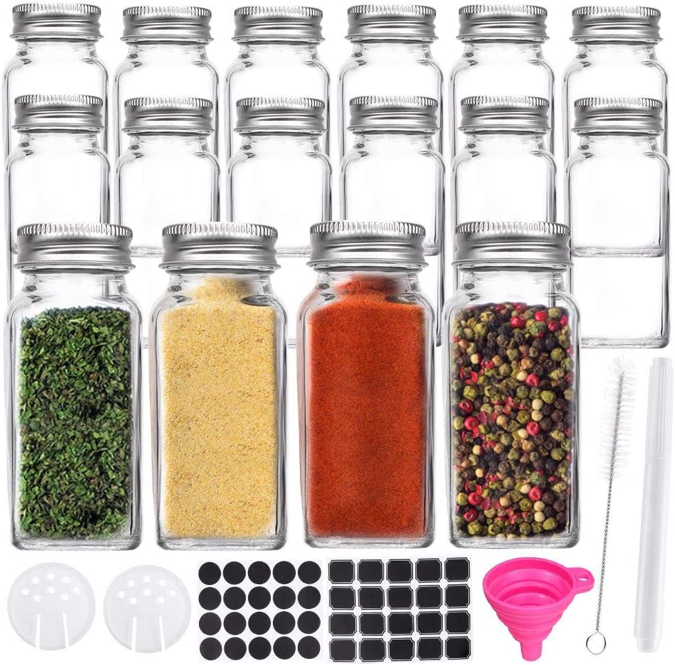 Starside Glass Spice &amp; Salts Jars (Set of 16)