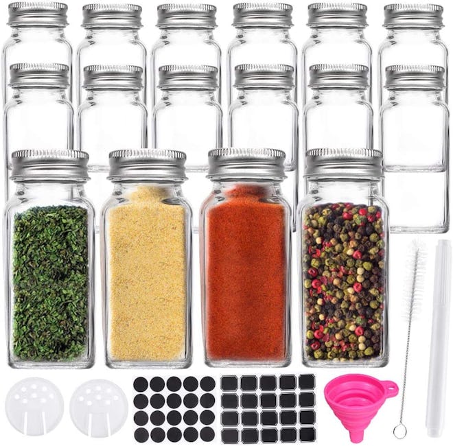 Starside Glass Spice & Salts Jars (Set of 16)