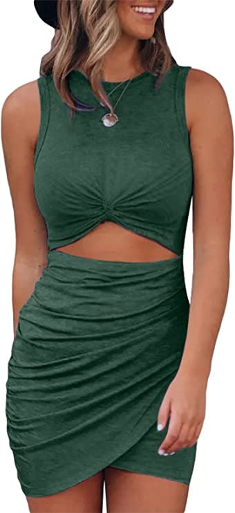 Acelitt Sleeveless Twist Bodycon Dress