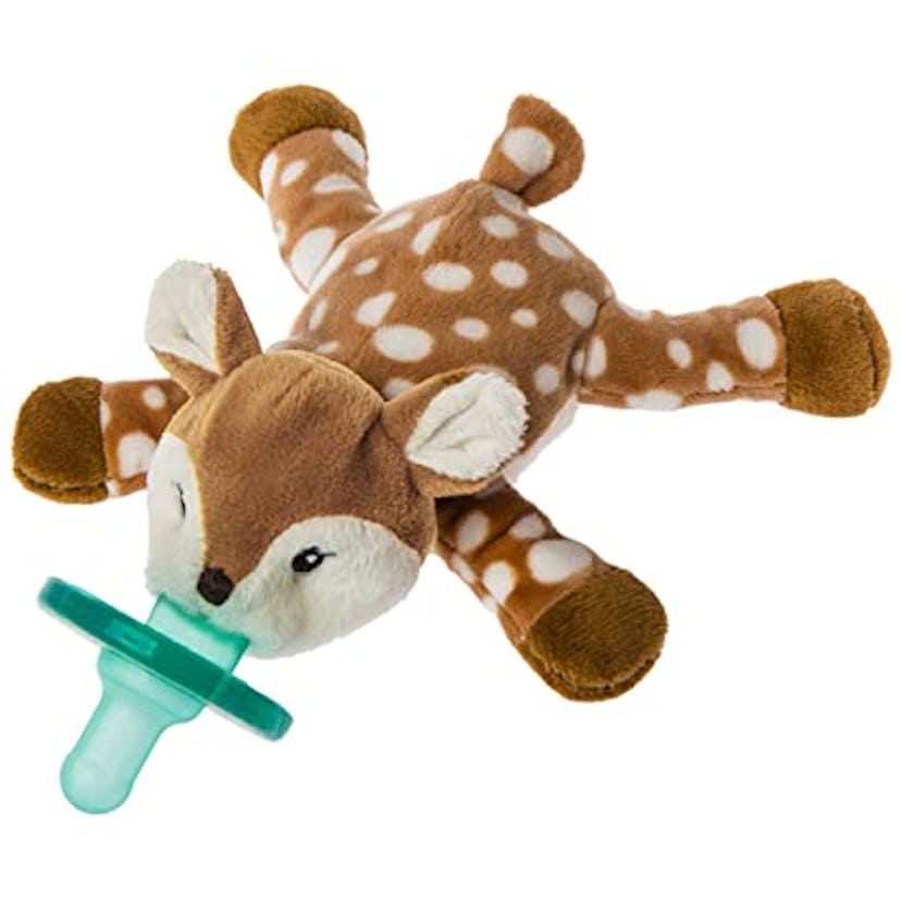 Mary Meyer WubbaNub is a newborn toy with a pacifier attached.