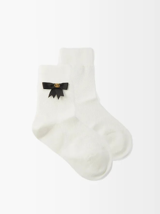 Gucci GG-Bow Cotton-Blend Ankle Socks