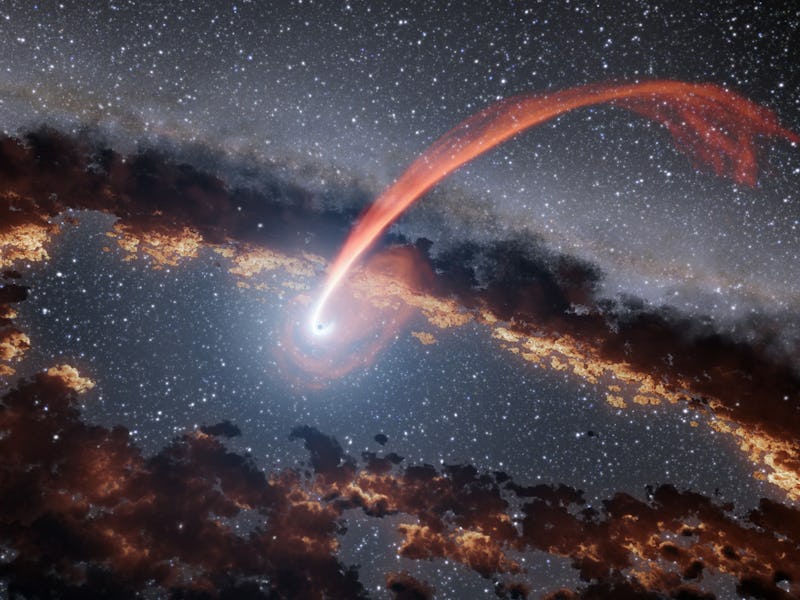 Black hole eating a passing star